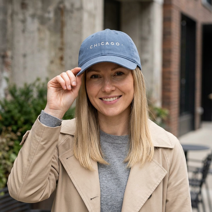 Chicago Washed Baseball Cap in Blue Jean