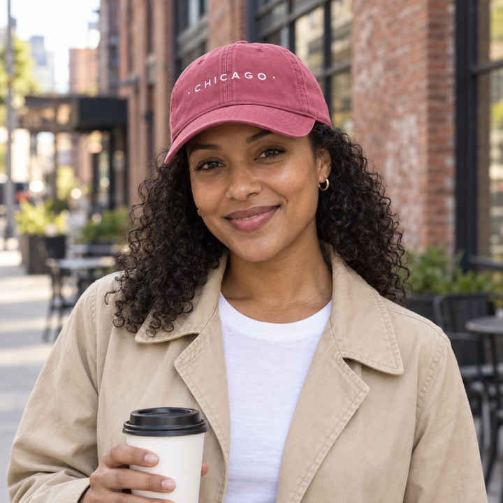 Chicago Washed Baseball Cap in Crimson