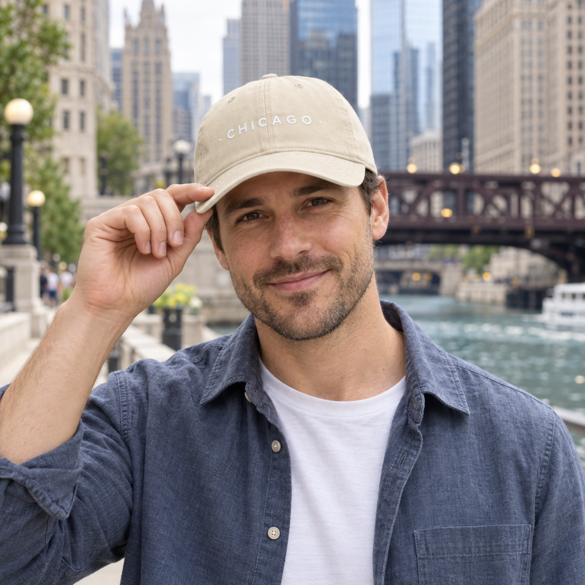 Chicago Washed Baseball Cap in Ivory