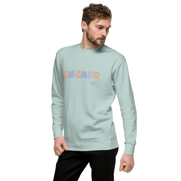 Chicago Block Party Crewneck Sweatshirt in Agave, left front view