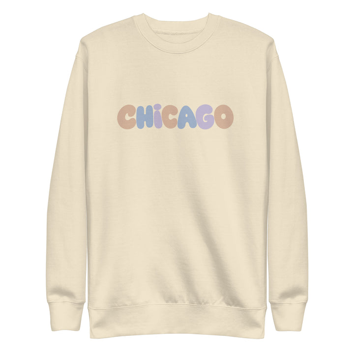 Chicago Block Party Crewneck Sweatshirt in Bone, front view