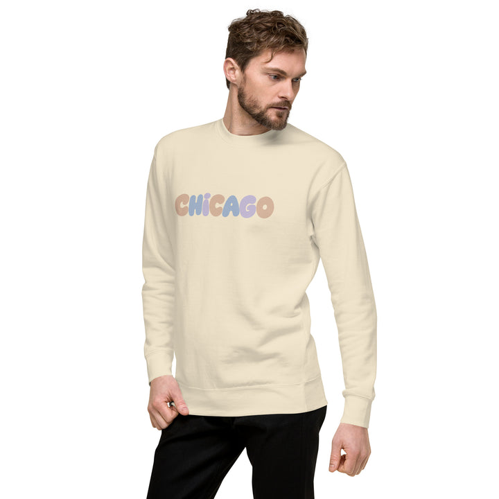 Chicago Block Party Crewneck Sweatshirt in Bone, left front view