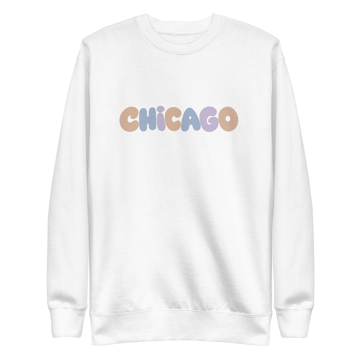 Chicago Block Party Crewneck Sweatshirt in White, front view