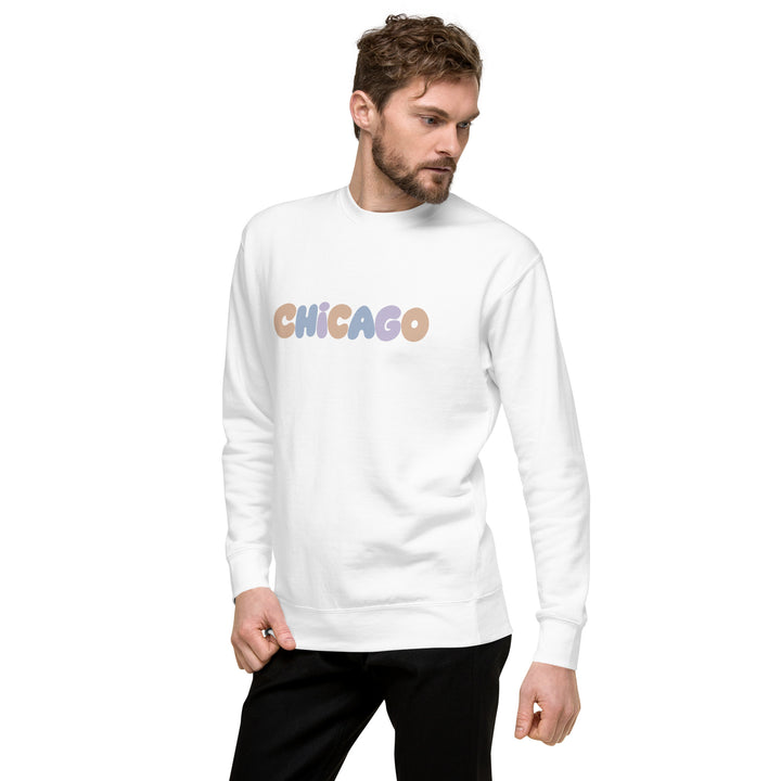 Chicago Block Party Crewneck Sweatshirt in White, left front view